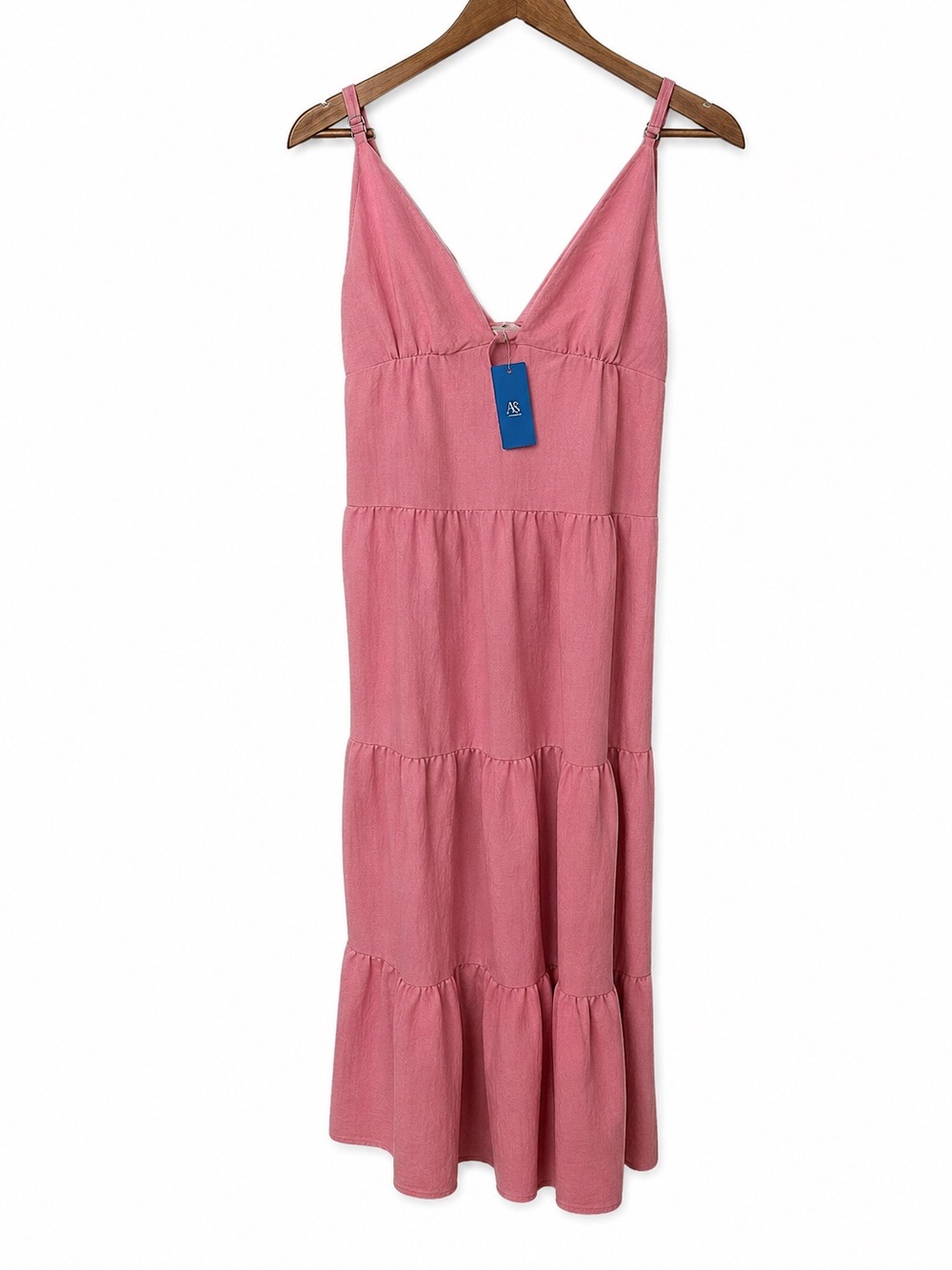 Cupshe Pink Tiered Maxi Dress Medium Boho Flowy Sundress Adjustable Straps NWT